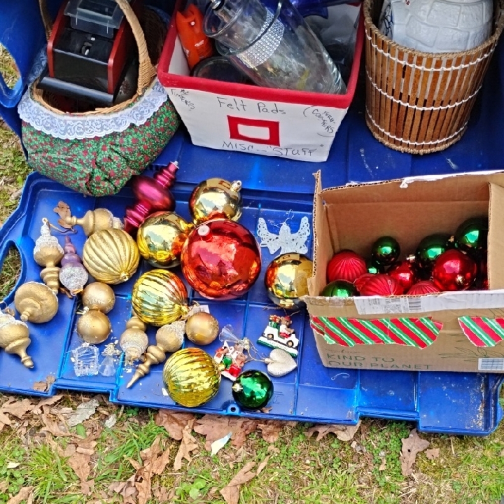 Mixed Glass Christmas Ornaments - Gold, Red, Green